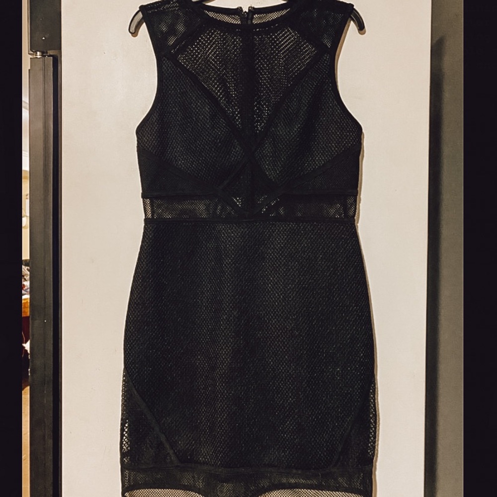 Black Netted Mesh Express Dress